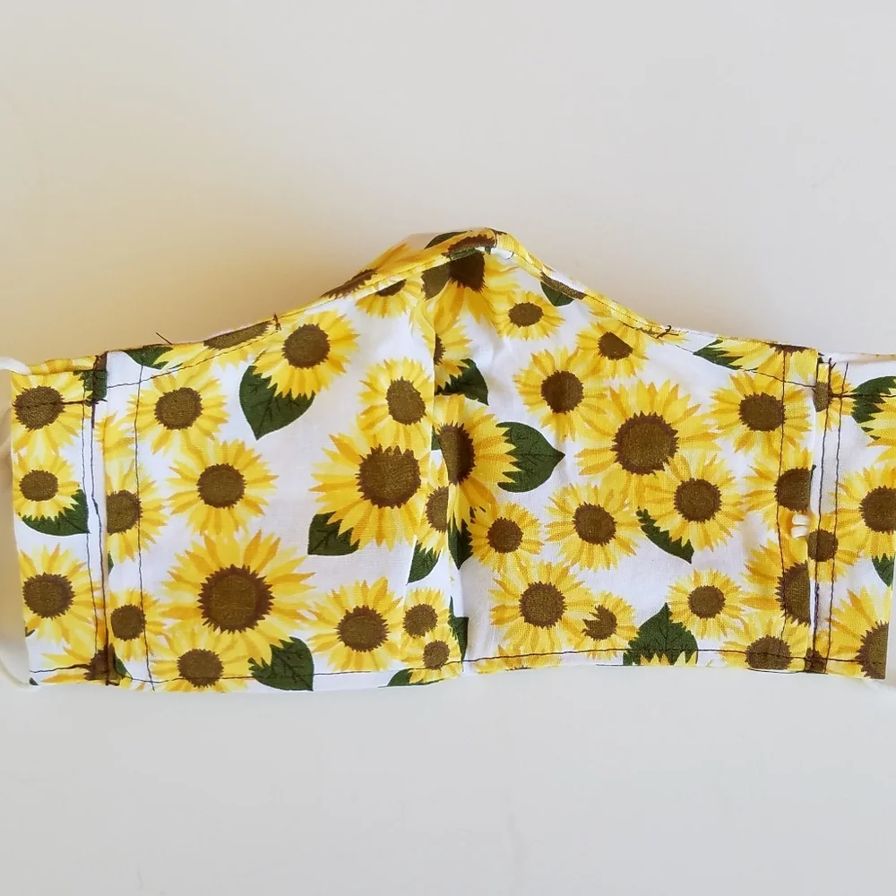 Hand Crafted Sunflower Face Mask Adult Yellow/Brown